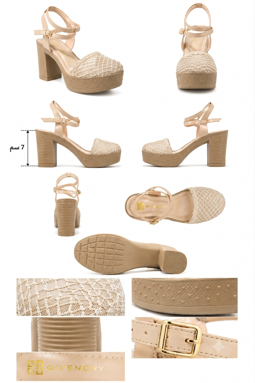 صندل نسائي بكعب عالٍ أنيقة - موديل Premium Mesh Heel